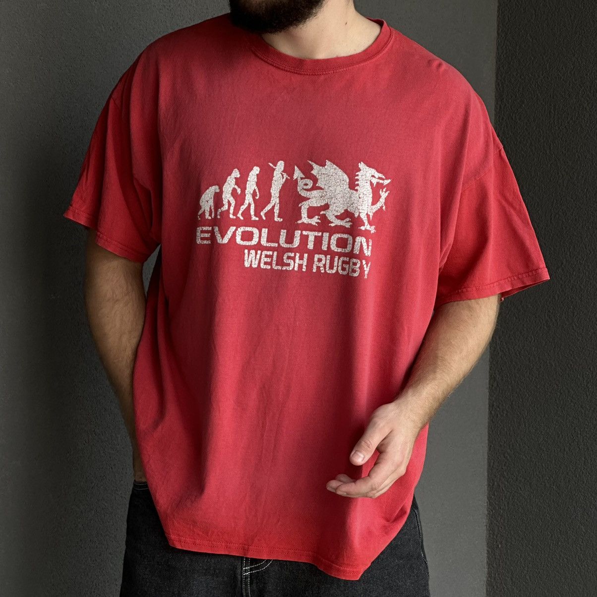 Vintage Vintage Evolution Welsh Rugby T-shirts Trashed Joke Humor Size US XXL / EU 58 / 5 - 2 Thumbnail