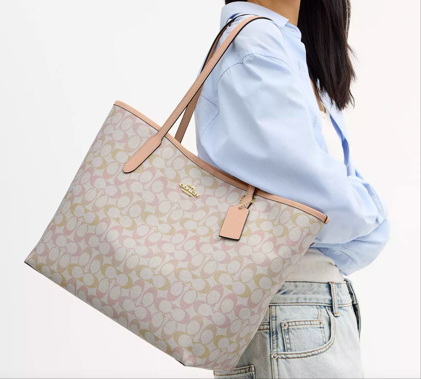 Coach NWT Coach City Tote Bag In Pretty Signature Canvas CDZ04 Size ONE SIZE - 8 Thumbnail