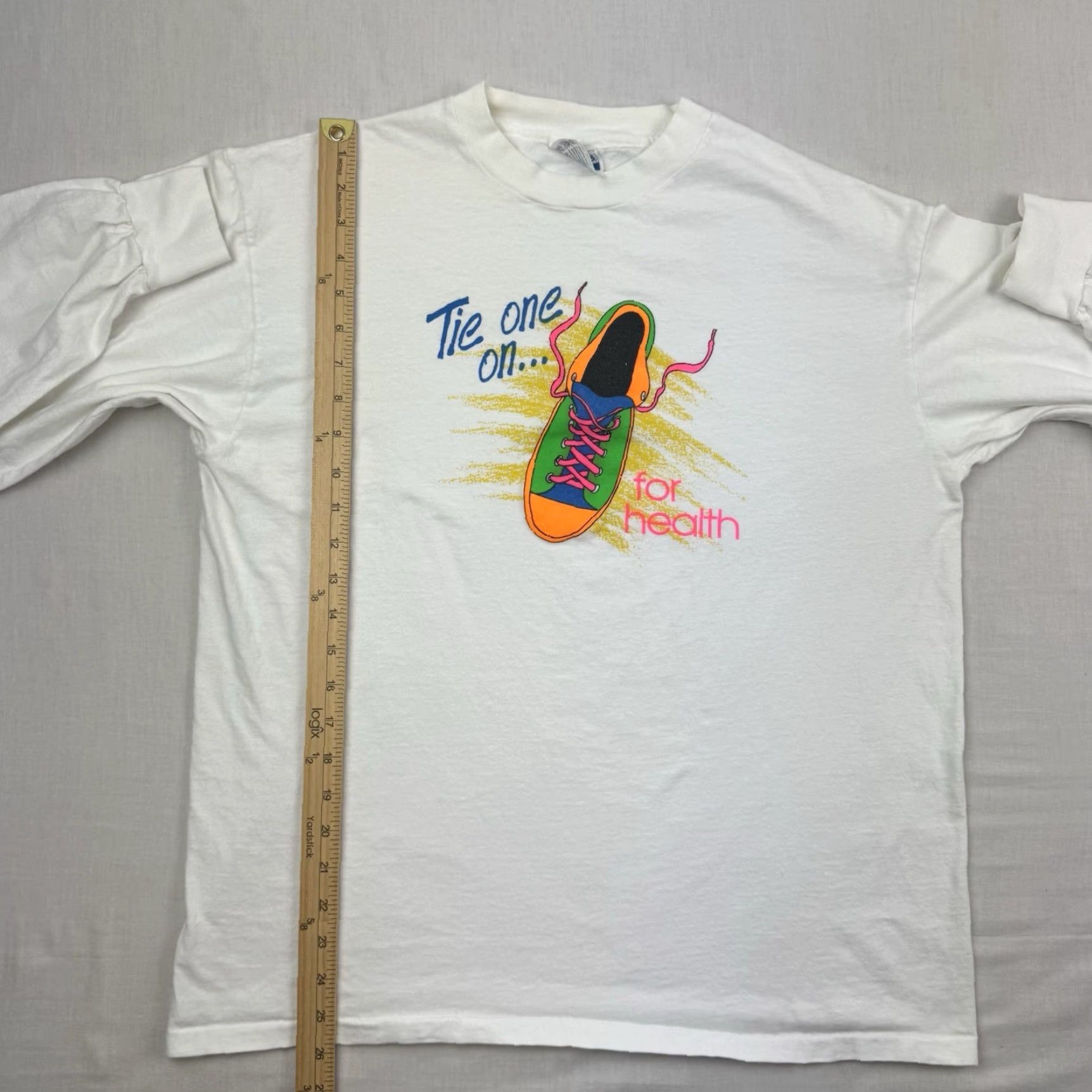 Hanes VINTAGE Hanes T-Shirt Shirt Men's XL White 80s 90s Health Random Obscure Crew Neck Long Sleeve White Size US XL / EU 56 / 4 - 7 Thumbnail
