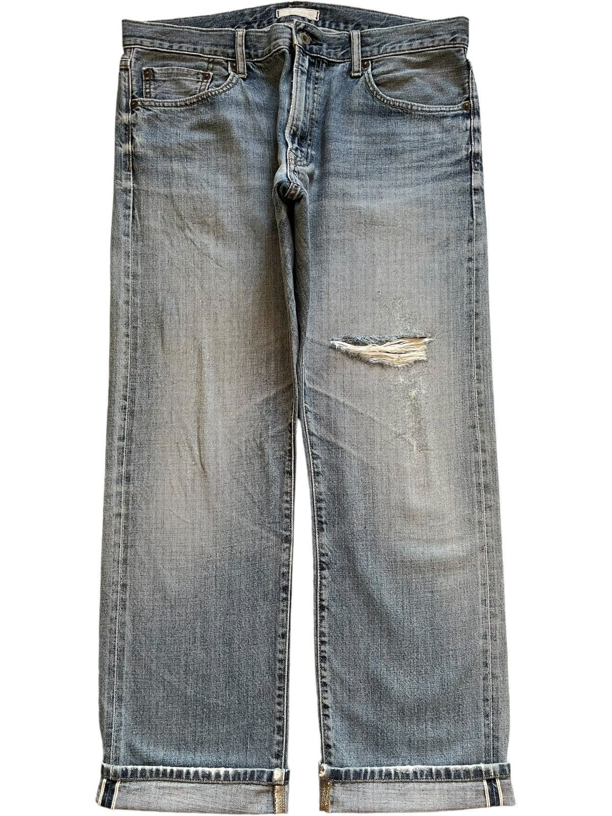Japanese Brand × Uniqlo SALES🔥Vintage Uniqlo Selvedge Faded Wash Loose Jeans Size US 35 - 1 Thumbnail