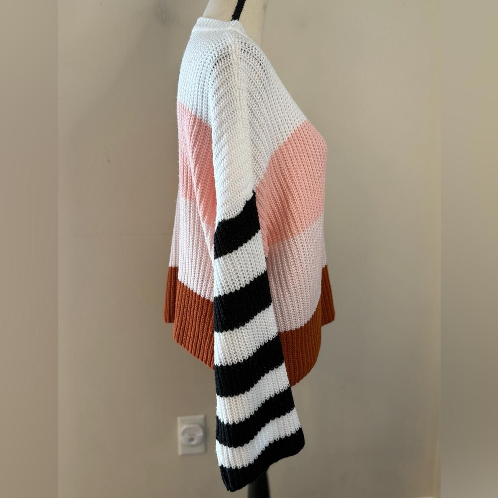 Other C+D+M roomy striped knit sweater white pink rust black SZ SM Size S / US 4 / IT 40 - 2 Thumbnail