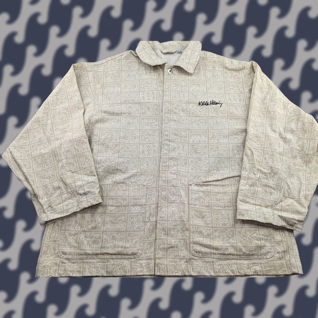 H&M H&M Keith Haring Twill Shacket Jacket Mens XL Beige Size US XL / EU 56 / 4 - 1 Thumbnail