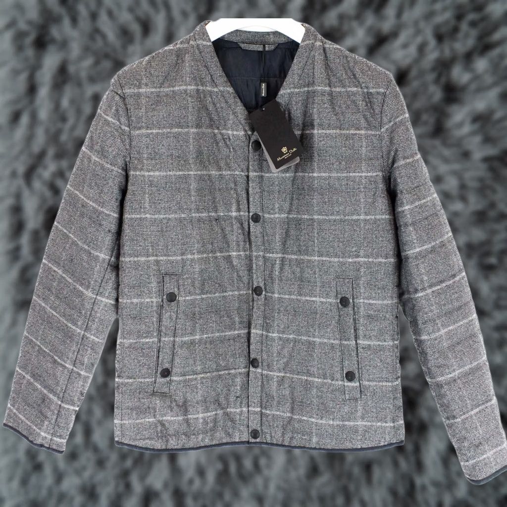 Massimo Dutti Massimo Dutti Jacket Men's Quilted Medium Inner Pockets Snap Buttons Grey Check Wool Padded Lined Regular Size US M / EU 48-50 / 2 - 1 Thumbnail