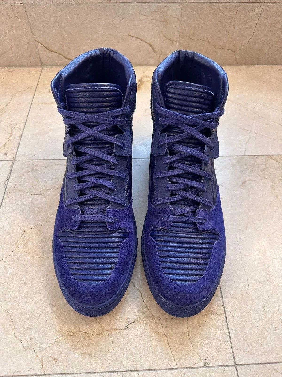 Balenciaga Balenciaga Men's Blue Violet Pleated High Top 45 US12 Size US 12 / EU 45 - 1 Thumbnail