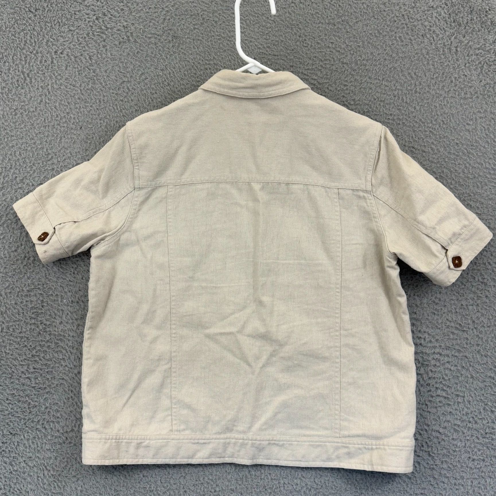 Vintage Christopher & Banks Shirt Womens Large Beige Linen Button Up Pockets Boho Loose Size L / US 10 / IT 46 - 6 Thumbnail