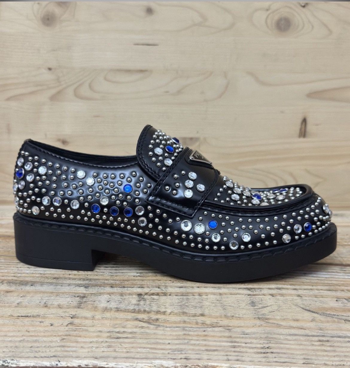 Prada Prada Brushed-leather loafers with studs and rhinestones Size US 7.5 / EU 40-41 - 7 Thumbnail