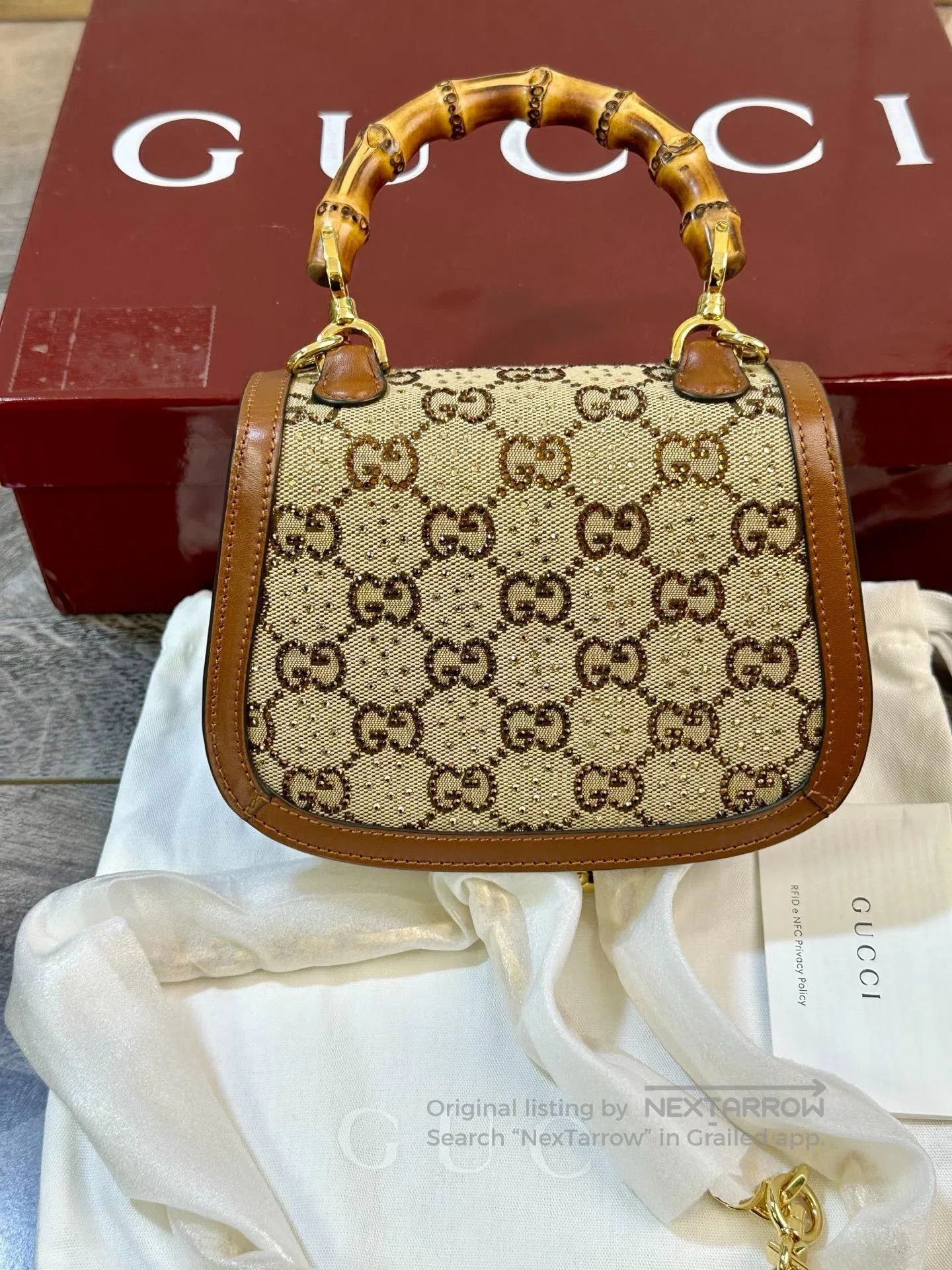 Gucci Gucci 1947 Monogram Crystal Bamboo Bag. Size ONE SIZE - 2 Thumbnail