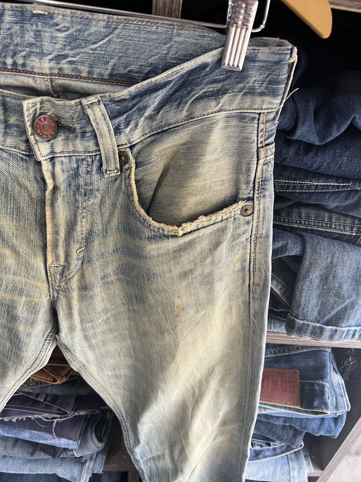 Edwin 🔥Vintage Edwin Blue Trip Distressed Denim Size US 32 / EU 48 - 6 Thumbnail