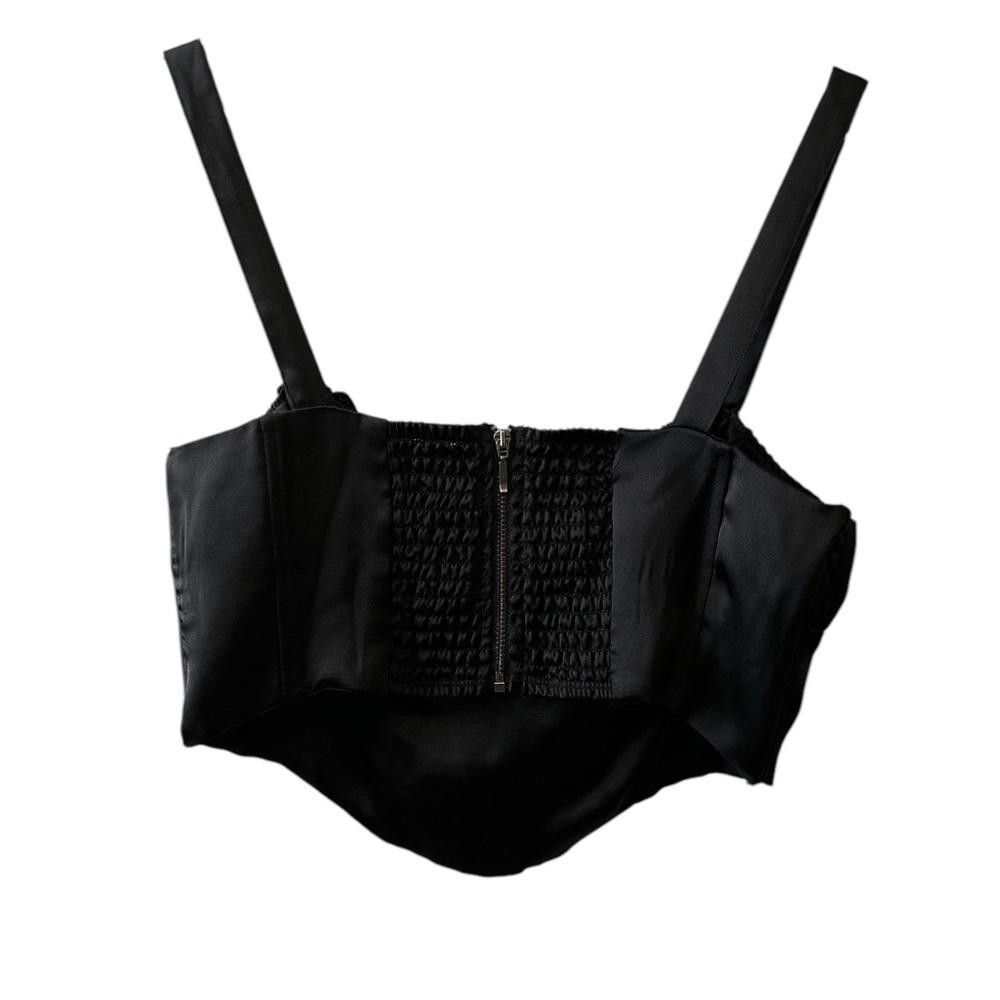 Garbage TV Black garage Satin Corset Crop Top Size S / US 4 / IT 40 - 2 Thumbnail