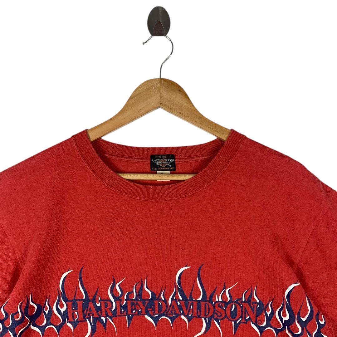 Harley Davidson Vintage 90s HARLEY DAVIDSON fire design tee Size US L / EU 52-54 / 3 - 2 Thumbnail