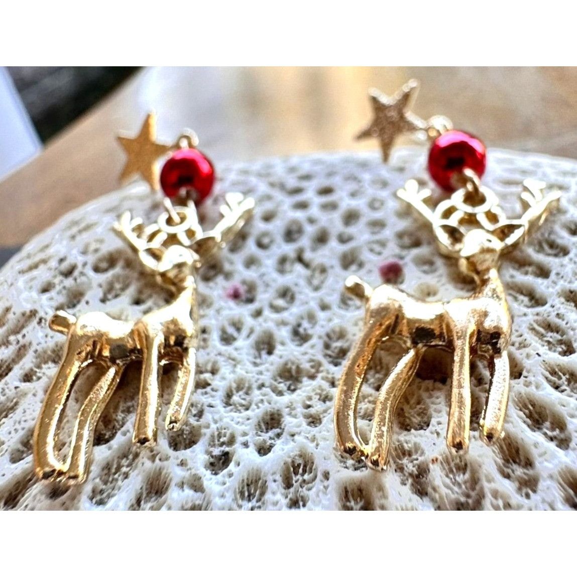 Handmade Reindeer Earrings Rudolph New Festive Christmas Eve Party St Size ONE SIZE - 5 Thumbnail