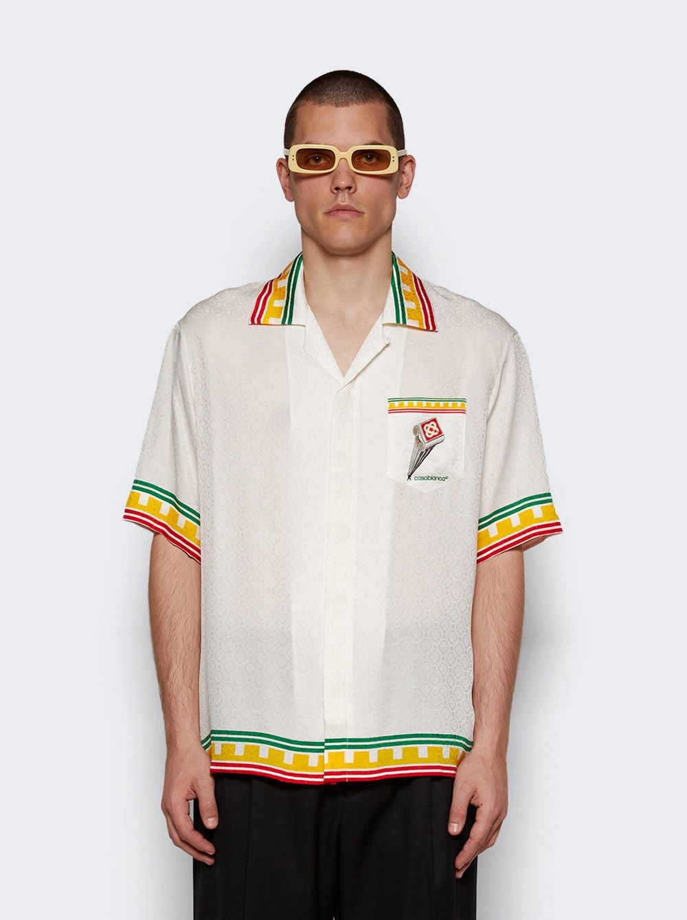 Casablanca o1mle0326 Short Sleeve Cuban Collar Shirt Leaning Column Size US L / EU 52-54 / 3 - 3 Thumbnail