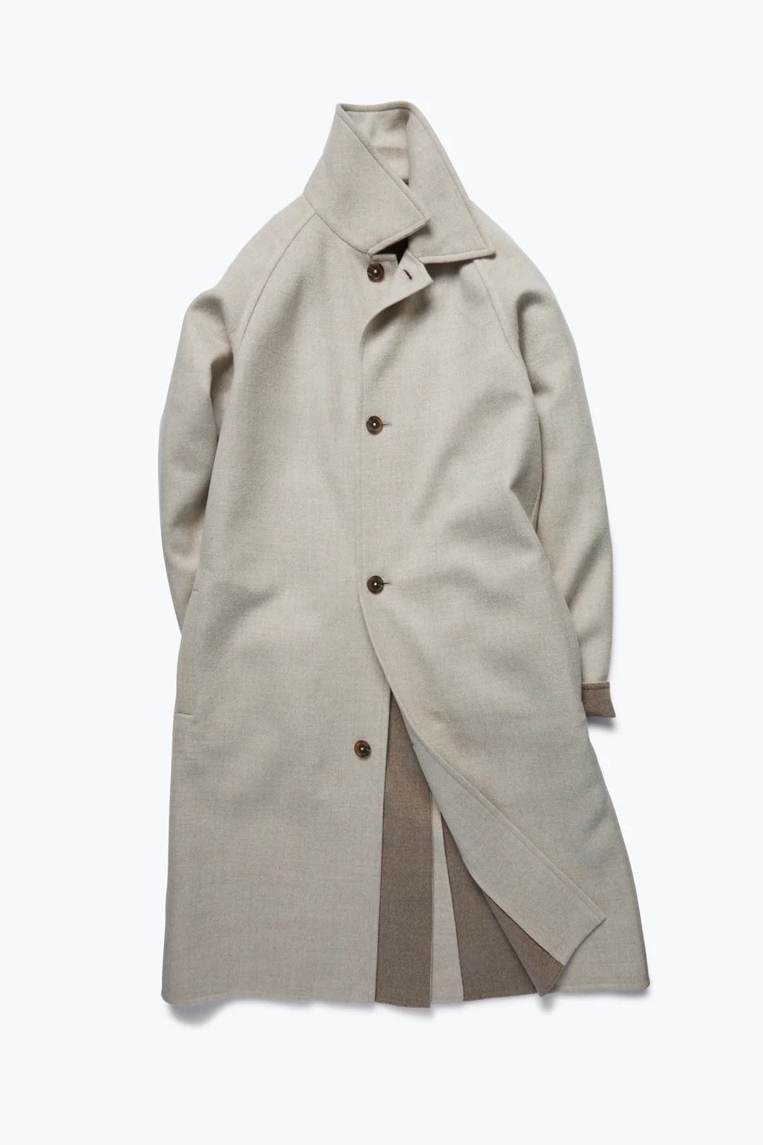 Stoffa ($3400) Cream Split Seam Raglan Wool Coat Size US L / EU 52-54 / 3 - 2 Thumbnail