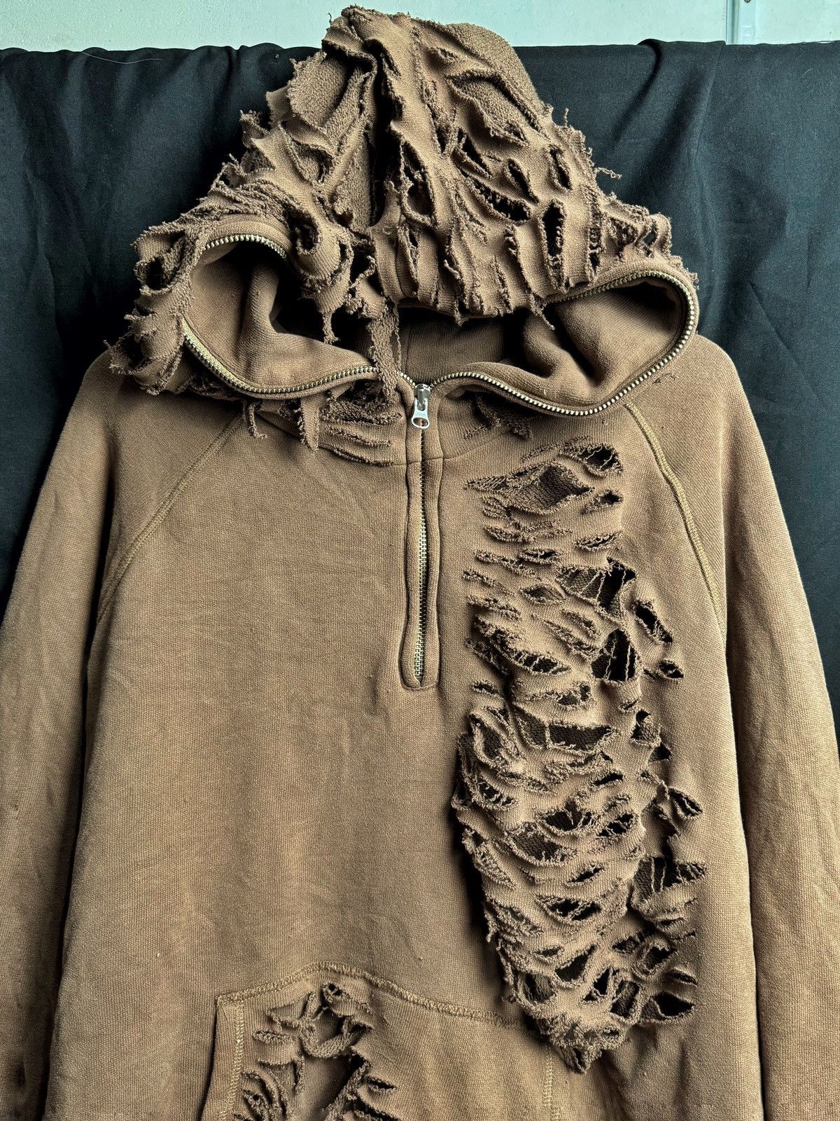 If Six Was Nine × Japanese Brand × Le Grande Bleu (L.G.B.) Distressed Saintpain Brown Hoodie full Zipper Ifsix lgb Size US L / EU 52-54 / 3 - 4 Thumbnail