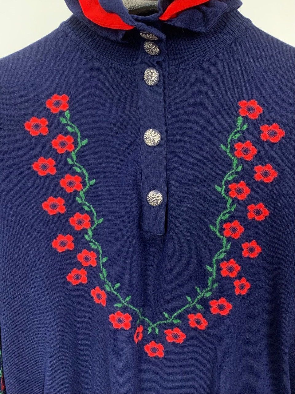 Chanel Chanel Navy Blue Wool Floral Turtleneck Knit Sweater K26WX Size XXS / US 00 / IT 34 - 3 Thumbnail