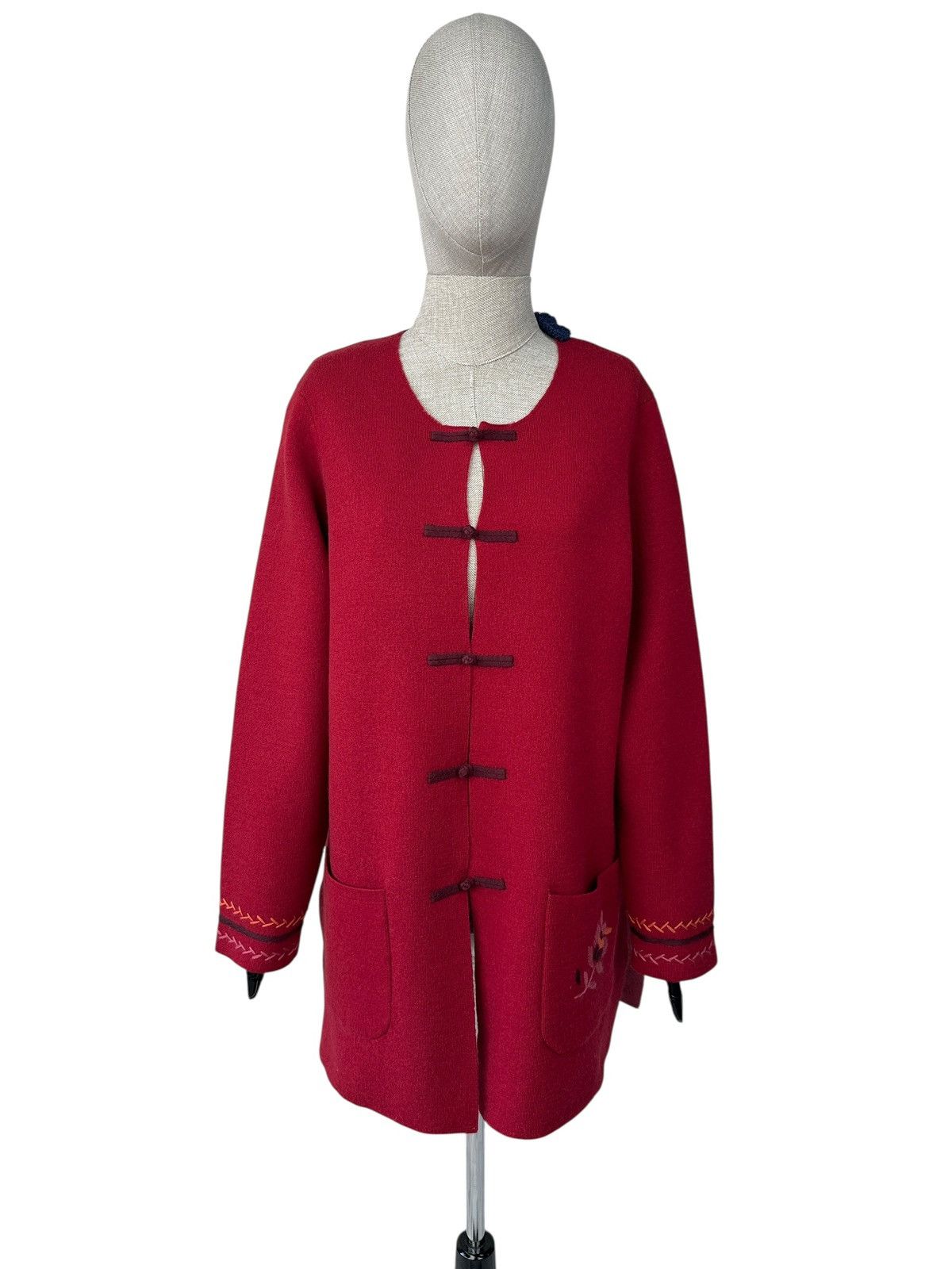Gudrun Sjoden GUDRUN SJODEN 100% Wool Flower Embroidered Cardigan Coat Size M / US 6-8 / IT 42-44 - 1 Thumbnail