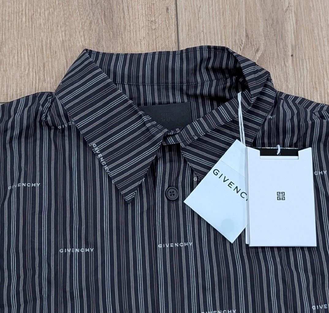 Givenchy GIVENCHY Boxy Fit Striped Button Up Shirt Black 38 US 15 Size US S / EU 44-46 / 1 - 2 Thumbnail