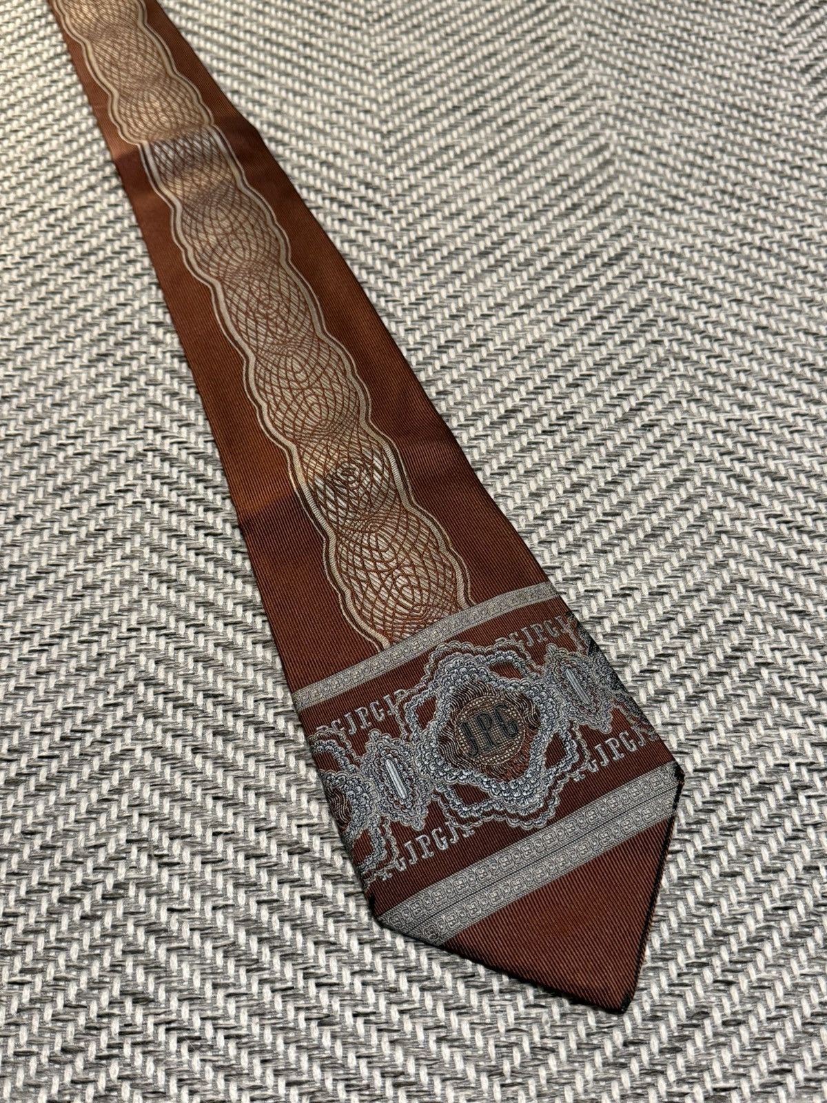 Jean Paul Gaultier Jean Paul Gaultier Geometric Crest Woven Vintage Tie Size ONE SIZE - 1 Thumbnail