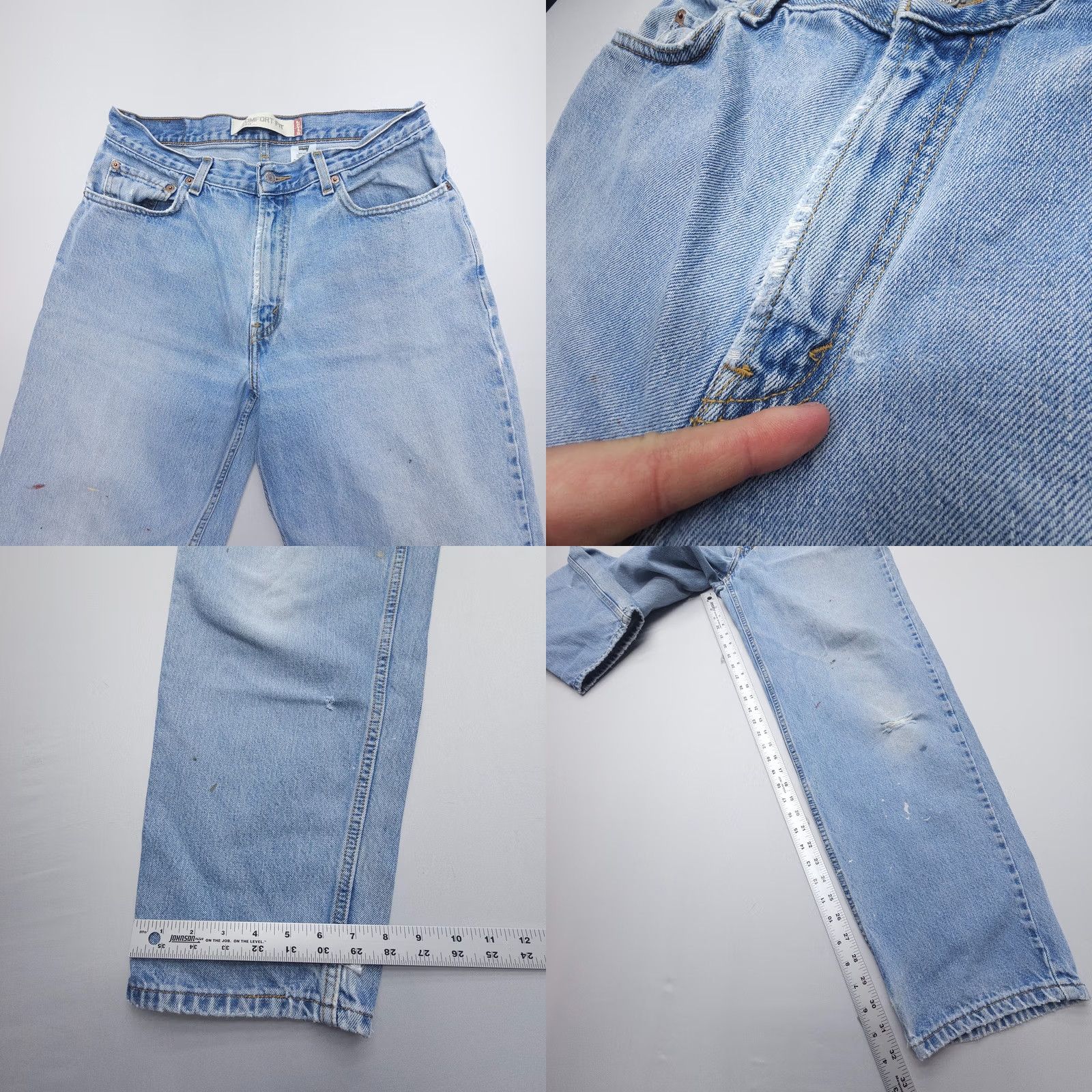 Levi's VINTAGE Levi's 560 Jeans Mens 33x34 Light Blue Denim 90s USA Baggy Relaxed Comfortable Pockets Size US 33 - 8 Thumbnail