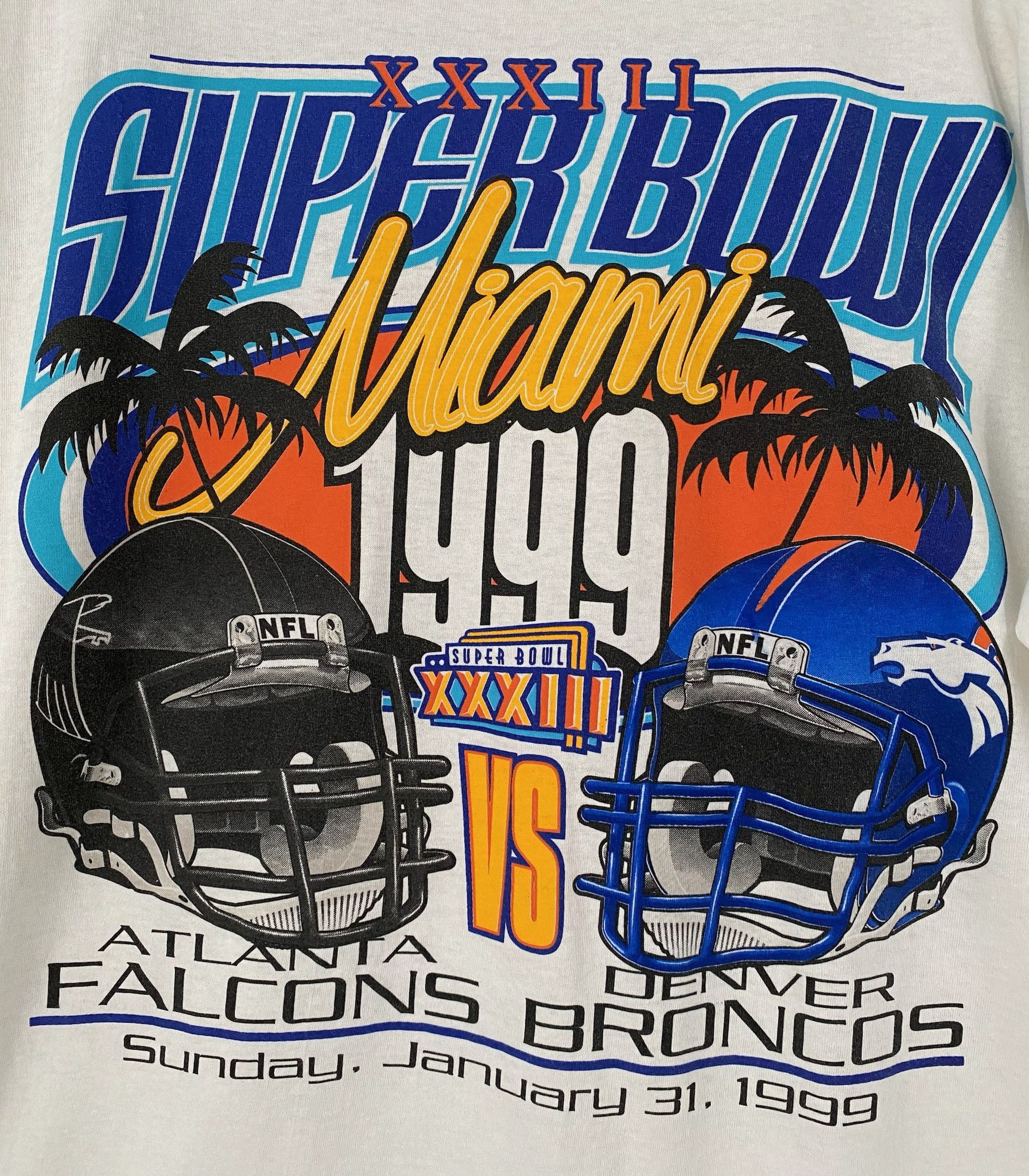 Logo 7 1999 Super Bowl Miami Falcons vs Broncos T-Shirt Large Size US L / EU 52-54 / 3 - 2 Thumbnail