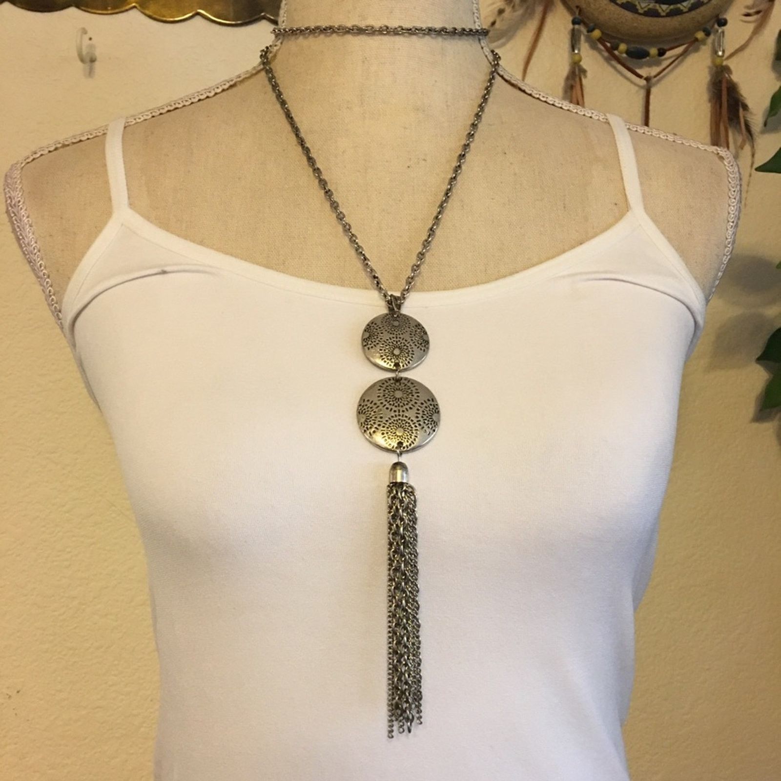 Jewelry Ruby Road silver tone medallion fringe necklace Size ONE SIZE - 1 Thumbnail
