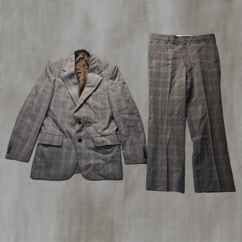 Vintage VINTAGE Curlee Sport Coat Blazer Gray Check 2 Piece Suit Jacket Men's Medium 32 X 28 Sports Size 40R - 1 Thumbnail