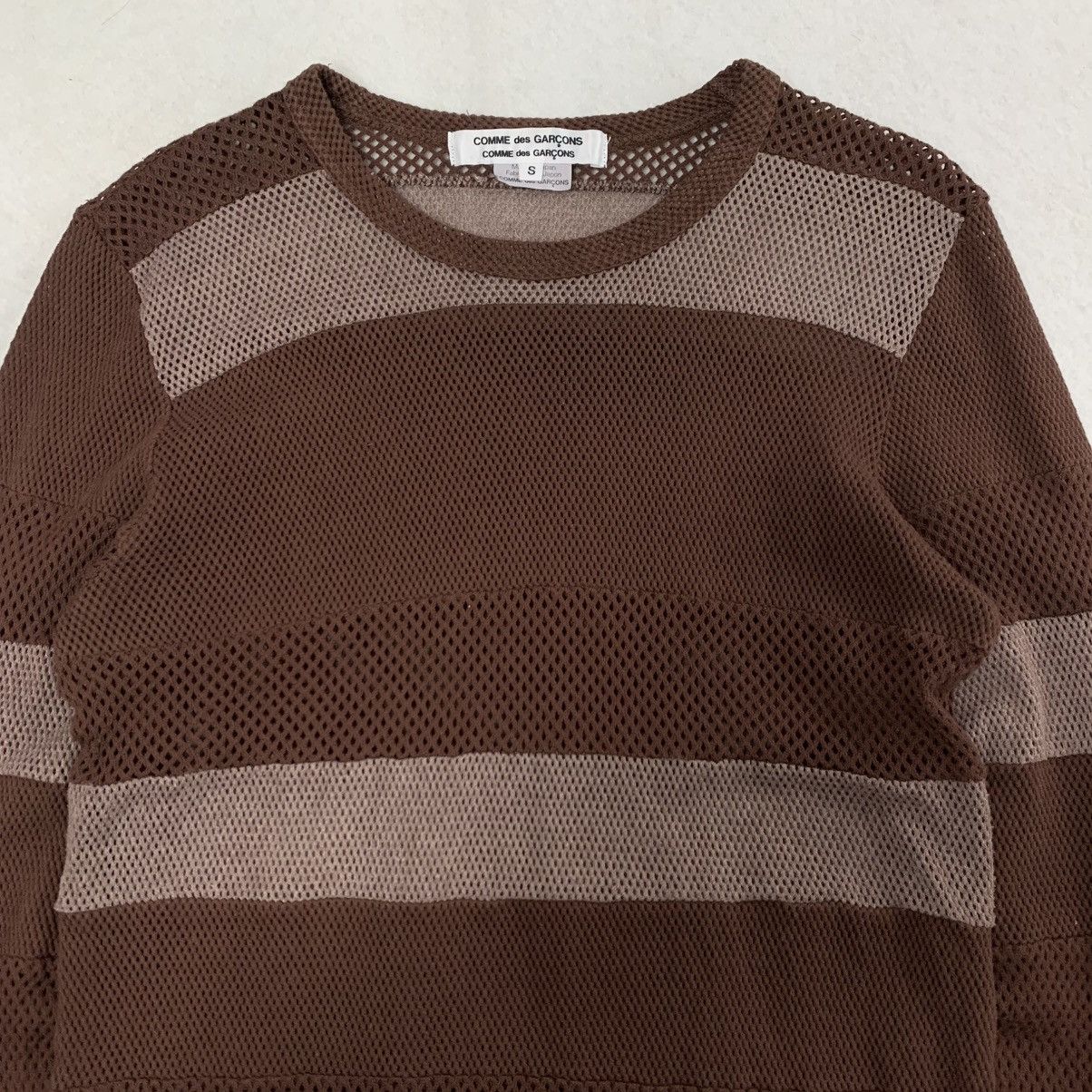 Comme Des Garcons Patchwork Mesh Striped Long Sleeve