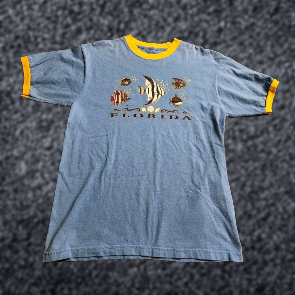 Vintage VINTAGE Mens L Florida Ringer T Shirt Fish Travel Souvenir Size US L / EU 52-54 / 3 - 1 Thumbnail