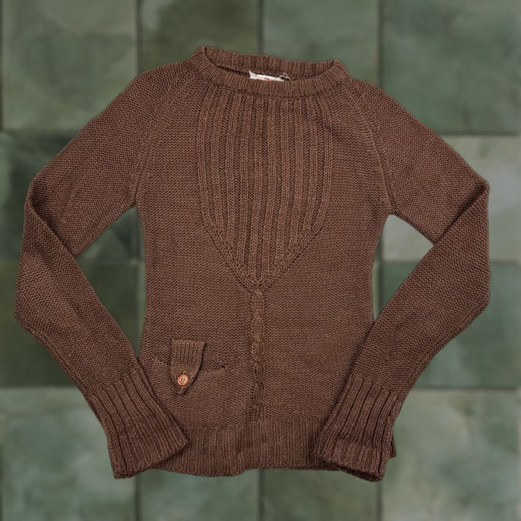 Vintage VINTAGE Jean Nicole Sweater Women's M Crew Neck Brown 60s Pullover Knit Woolless 1960s Mens/Womens Size M / US 6-8 / IT 42-44 - 1 Thumbnail