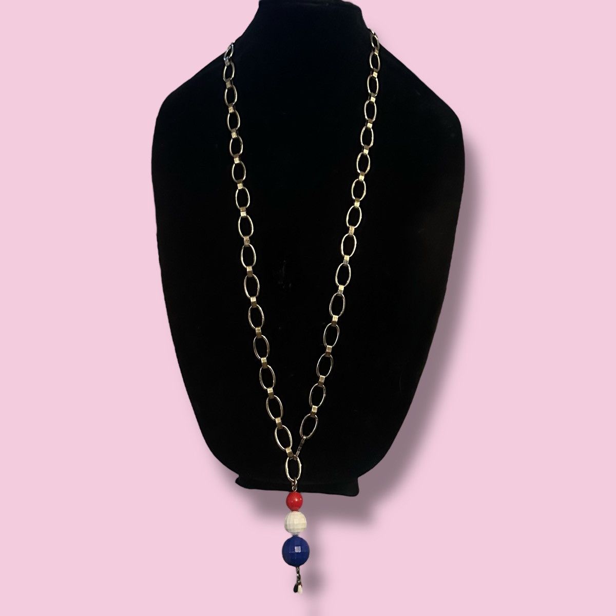 Vintage Vintage gold tone red white and blue accent chain belt Size ONE SIZE - 2 Thumbnail