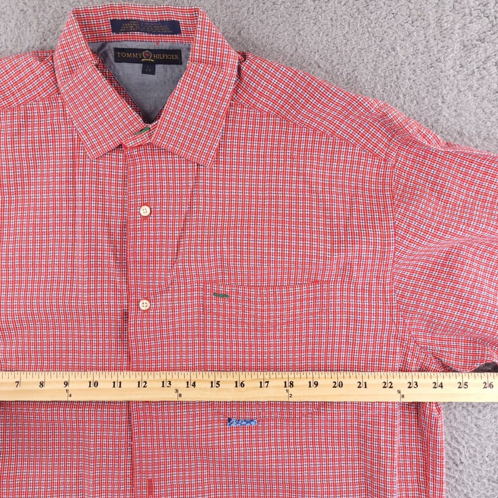 Tommy Hilfiger VINTAGE Tommy Hilfiger Shirt Mens XL Red Gingham Short Sleeve Button UP Size US XL / EU 56 / 4 - 6 Thumbnail