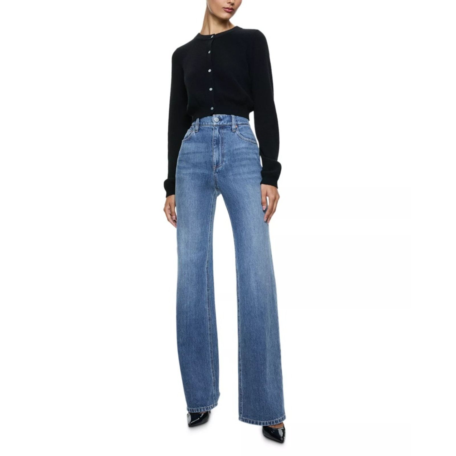 Alice + Olivia Alice and Olivia Women Avery Blue Wide Leg Jeans Size 25 Size 25" / US 0 / IT 36 - 3 Thumbnail