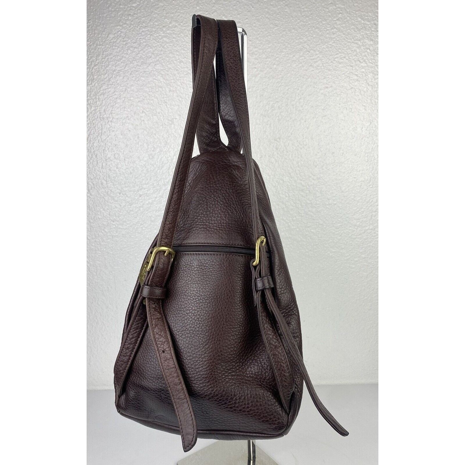 Other VTG LIBAIRE Pebbled Brown Leather Backpack Purse Bag 90's Size ONE SIZE - 4 Thumbnail