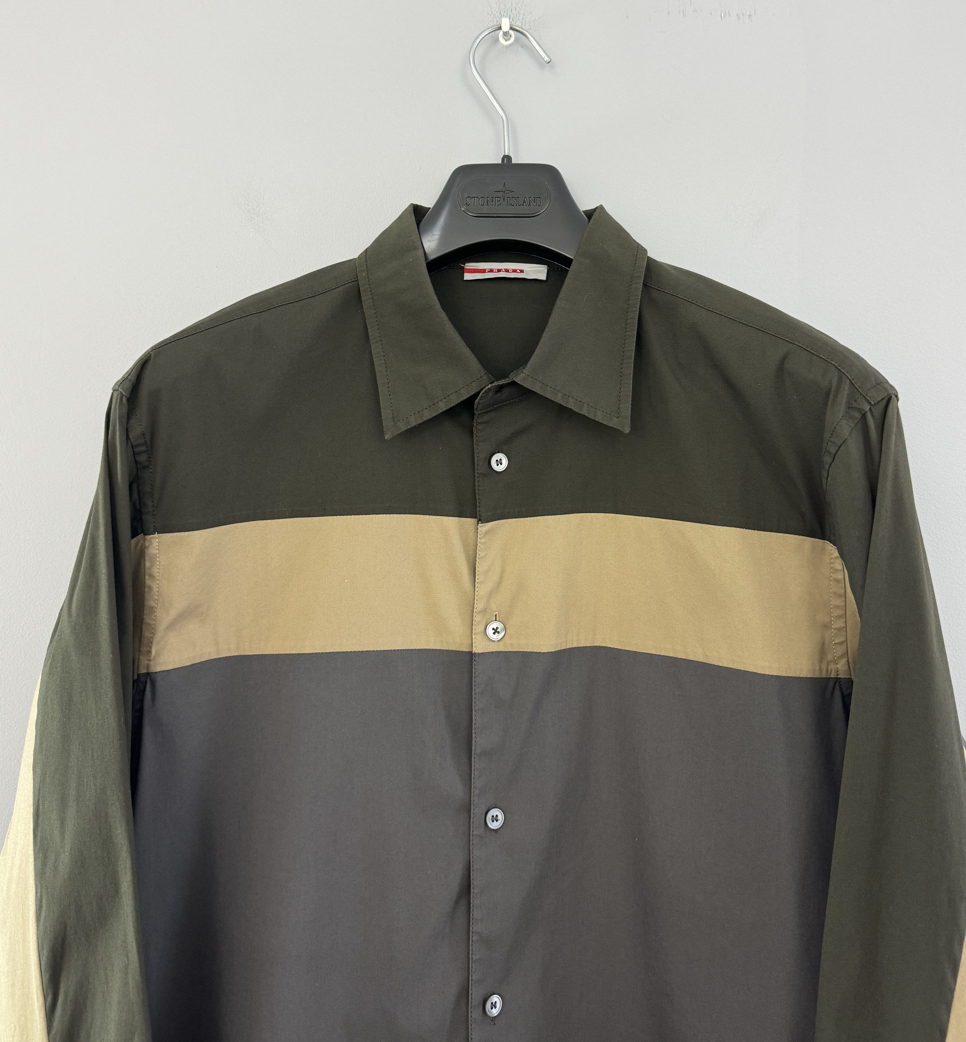 Prada Cotton Nylon Stripe Shirt Button Down Long Size L