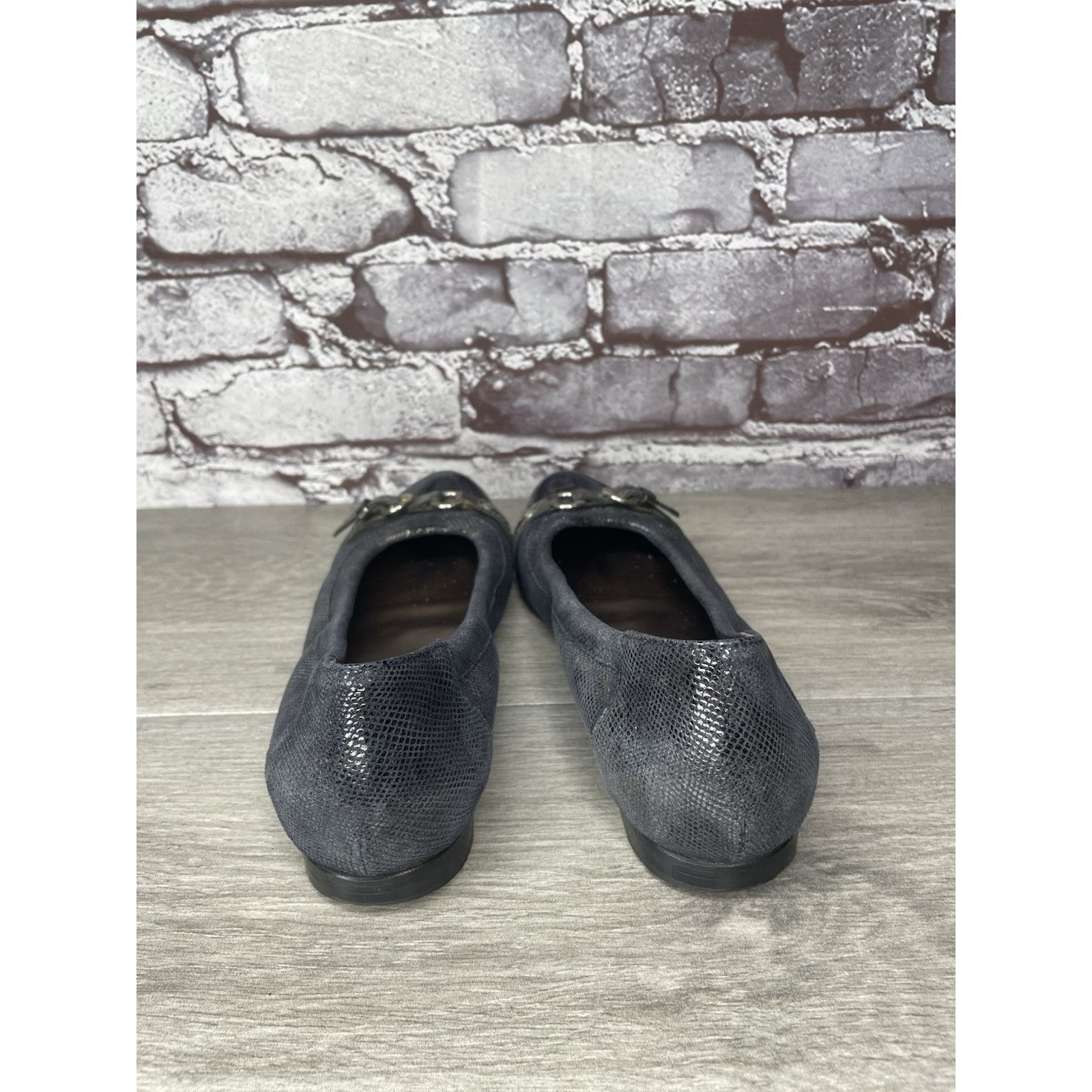AGLINI AGL Blue Leather Shimmer Cap Toe Ballet Flats Women Sz 37EU/ Size US 6.5 / IT 36.5 - 9 Thumbnail