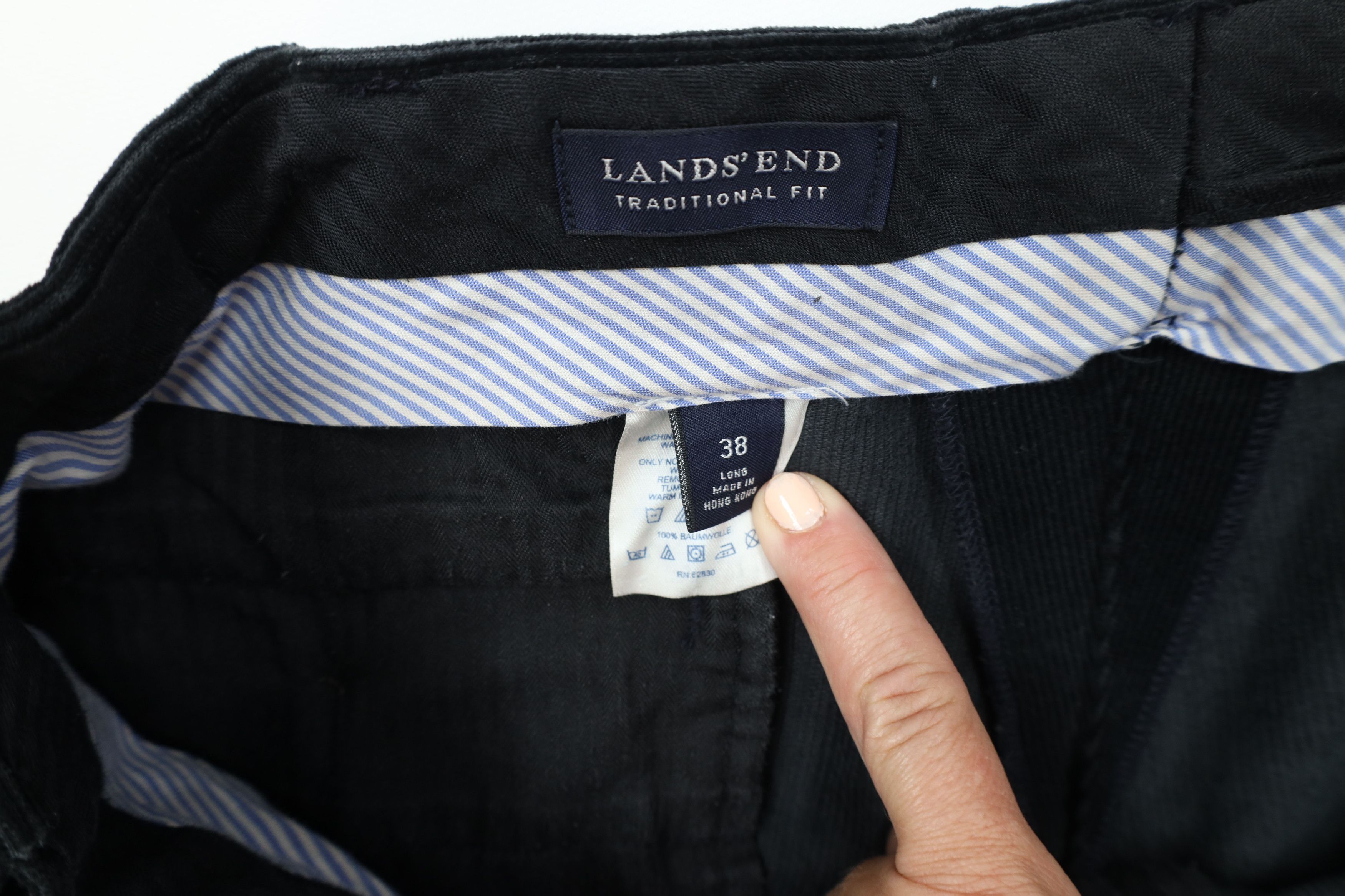 Lands' End Vintage 90s Lands End Cuffed Wide Leg Corduroy Pants Black Size US 38 / EU 54 - 7 Thumbnail