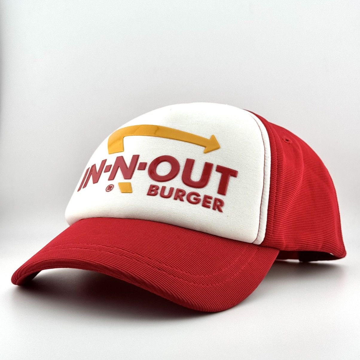 Vintage In-N-Out Burger Rubber Logo Red Trucker Cap Size ONE SIZE - 3 Thumbnail