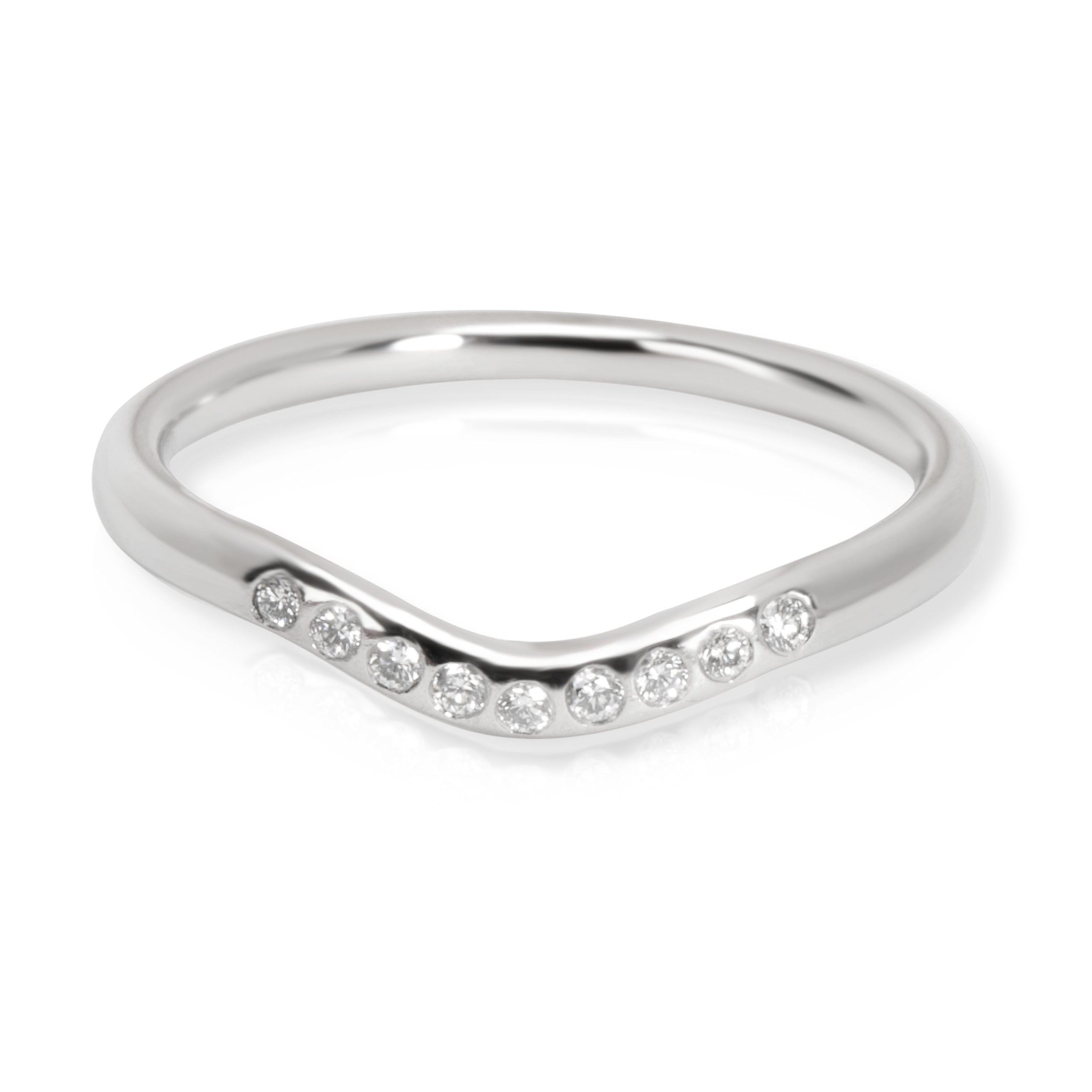 image of Tiffany Co Tiffany & Co. Elsa Peretti Curved Diamond Ring In Platinum 0.04 Ctw in Silver, Women's