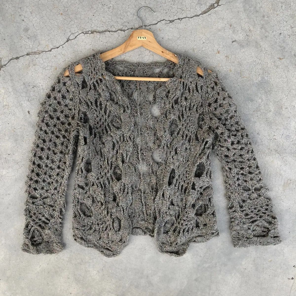 Japanese Brand 📌Sexy Unbranded Netting Crochet Knit Cardigan Patten Size S / US 4 / IT 40 - 2 Thumbnail
