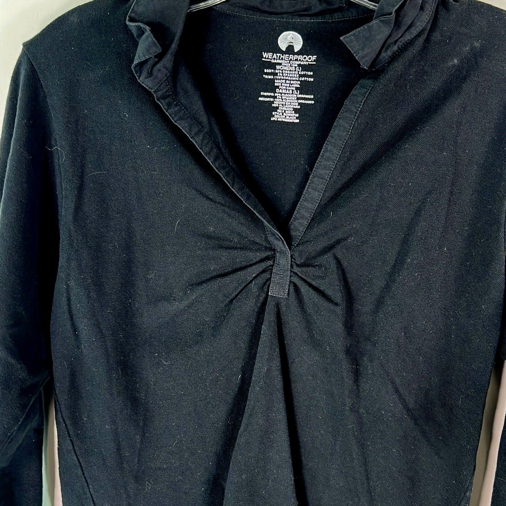 Weatherproof Weatherproof Womens Black Collared 3/4 Sleeve Pullover Blouse Size L Casual Classic Size L / US 10 / IT 46 - 3 Thumbnail