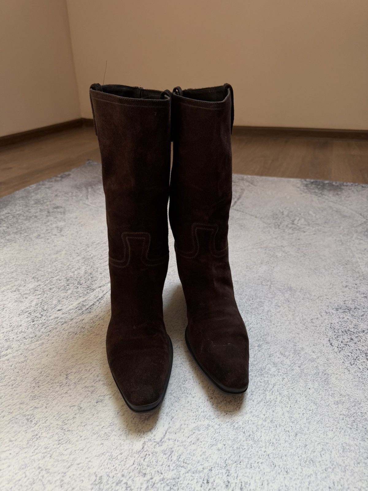 Prada 90s Prada Cowboy Western Suede Brown Boots(Guidi,CCP Style) Size US 7.5 / EU 40-41 - 5 Thumbnail