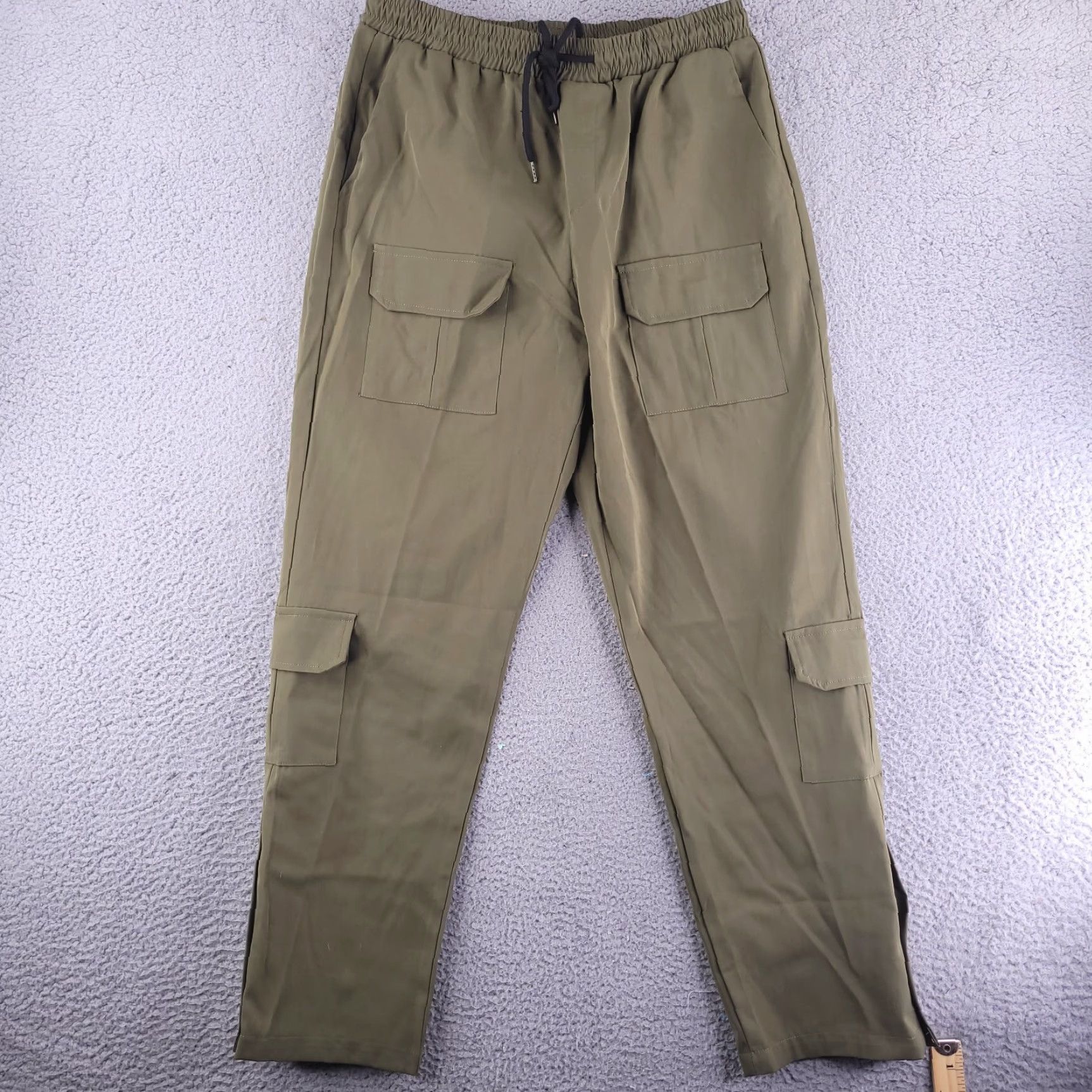 Shein SheIn Pants Womens Medium Olive Green Cargo Camp Straight Relaxed Polyester Size 32" / US 10 / IT 46 - 2 Thumbnail