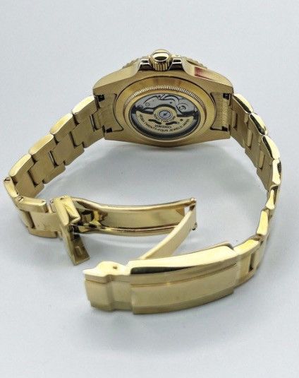 Japanese Brand Seiko Mod GMT-Master 2 Black Dial Oyster Bracelet Gold Watch Size ONE SIZE - 6 Thumbnail