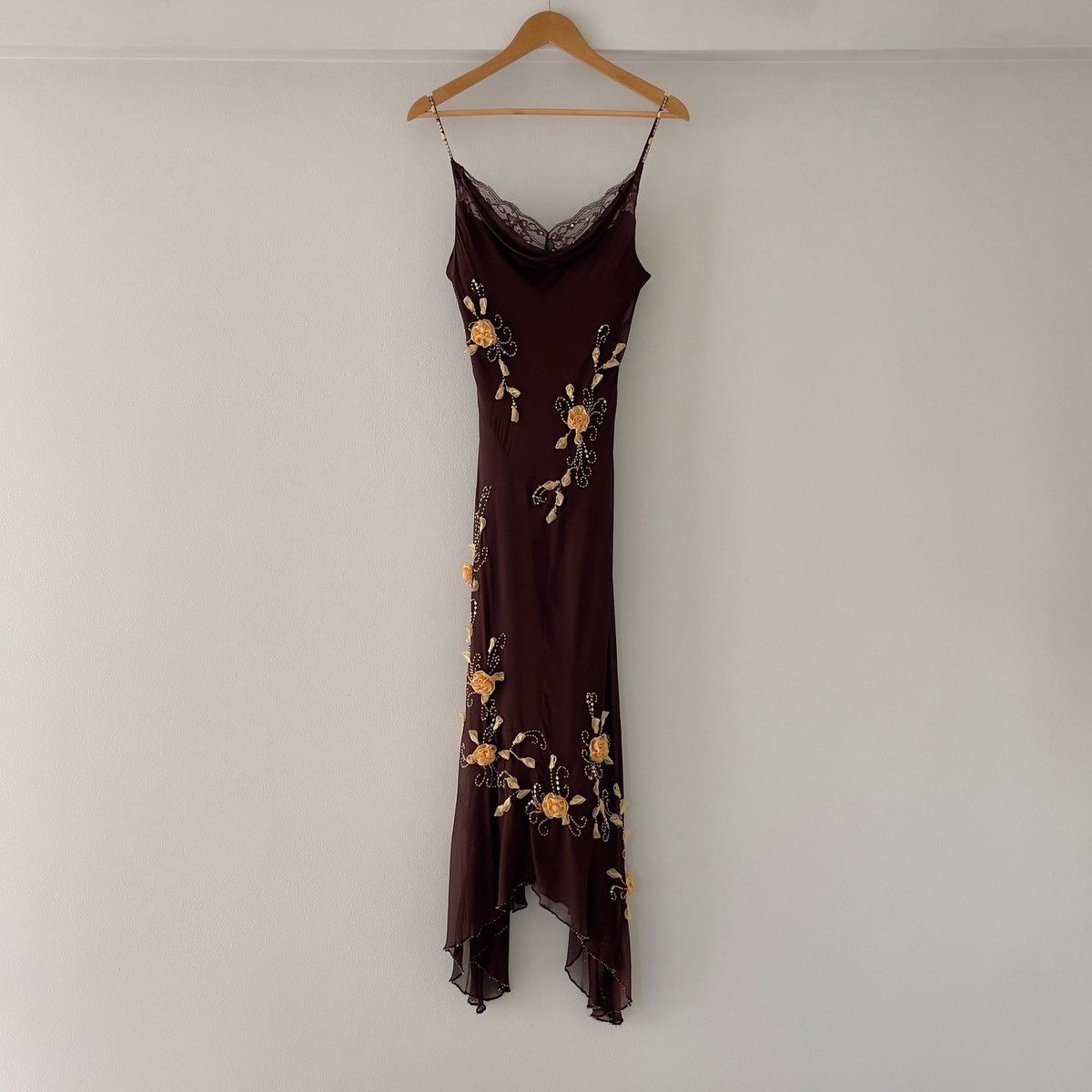 Other Vintage 1990s Silk Chiffon Brown Evening Gown (S–M) Size M / US 6-8 / IT 42-44 - 8 Thumbnail