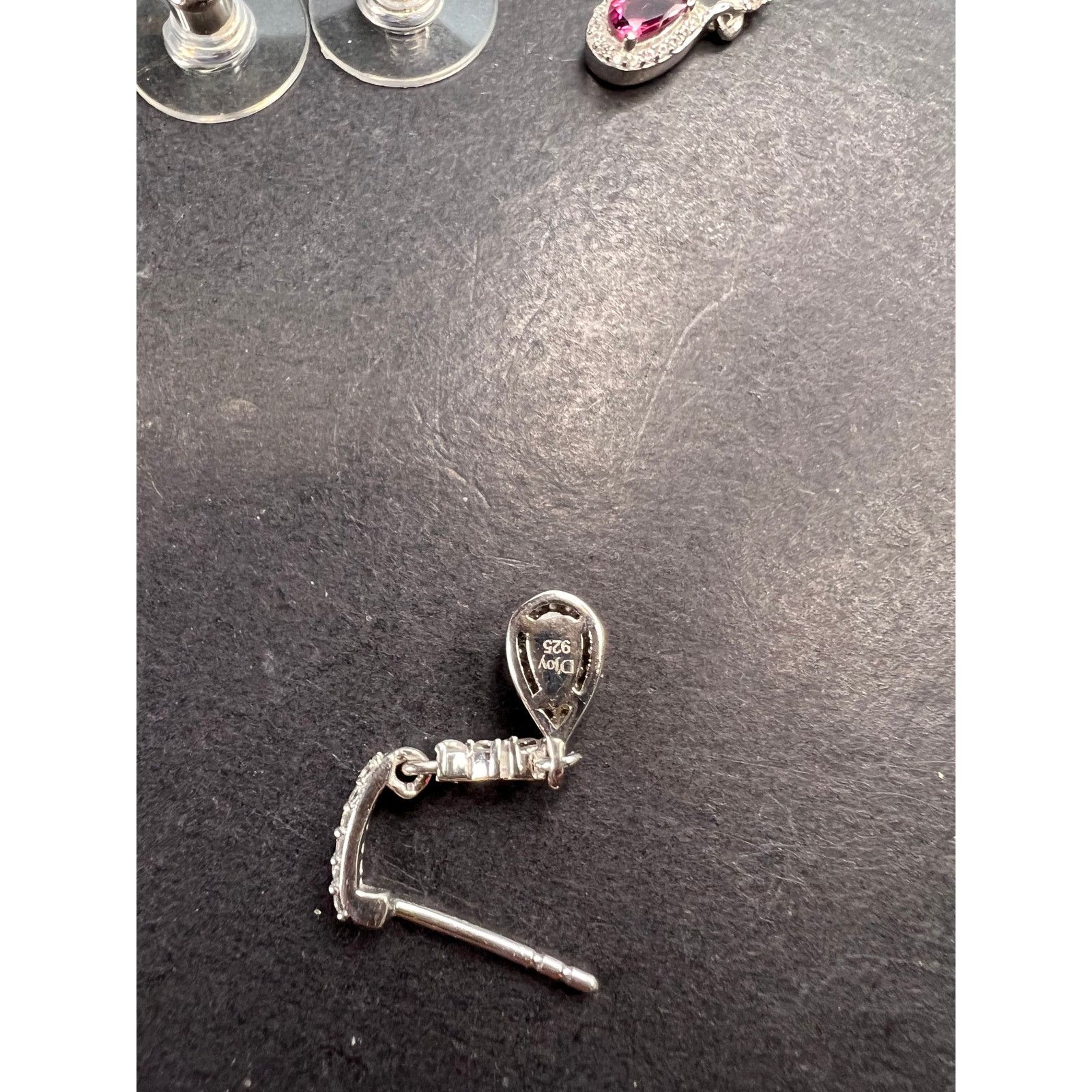 Other Rubellite and zircon earrings in platinum over sterling Size ONE SIZE - 7 Thumbnail