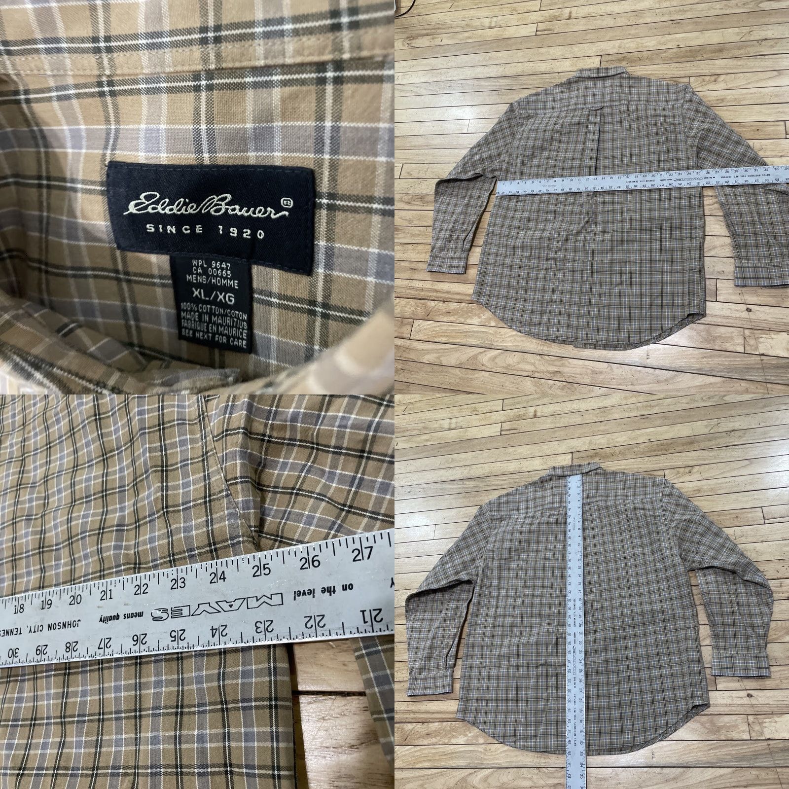 Eddie Bauer VINTAGE Eddie Bauer Button-Up Shirt Men XL Twill Canvas Pockets 90s Y2k Outdoor Tan Gold Brown Plaid Size US XL / EU 56 / 4 - 8 Thumbnail