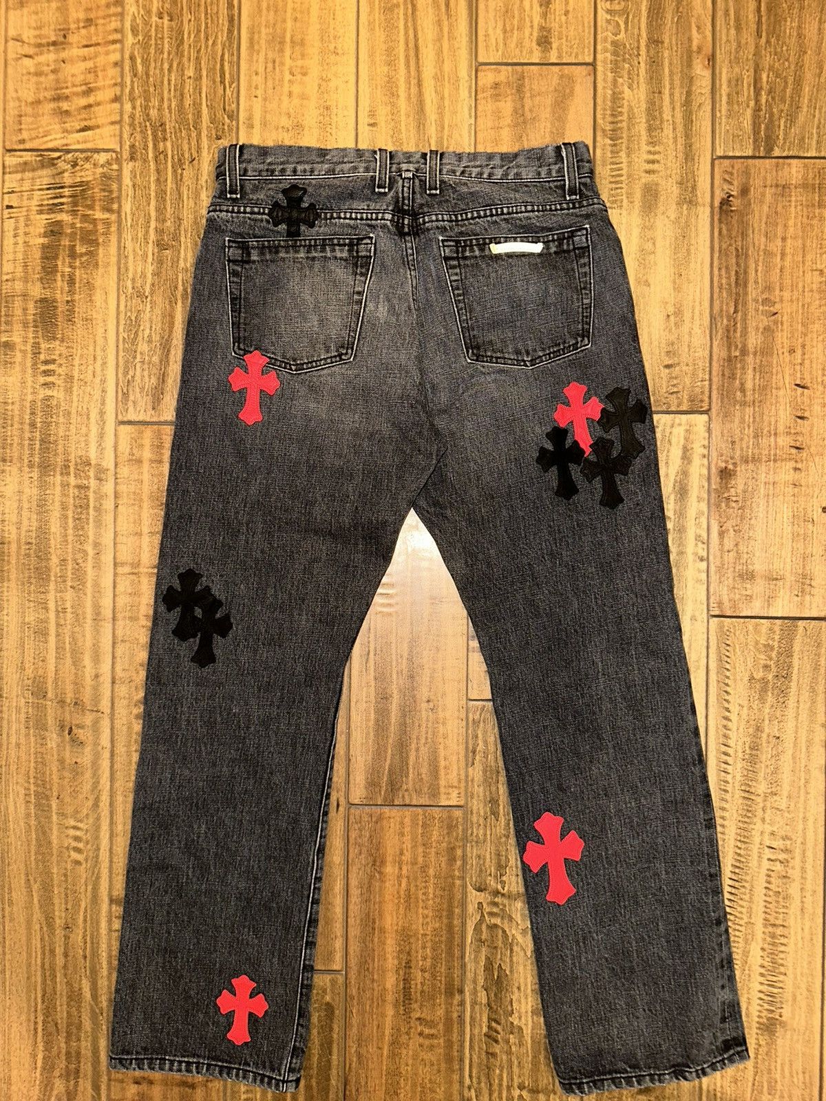 Chrome Hearts Chrome Hearts Grey Black & Red Cross Patch Jeans Size US 32 / EU 48 - 8 Thumbnail