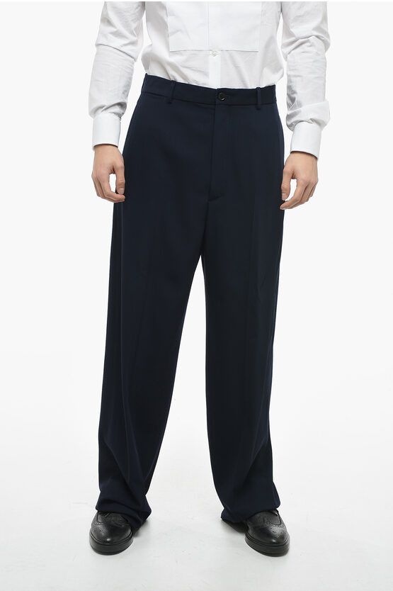 image of Balenciaga Og1Mm0424 Robe Twill Pants In Blue, Men's (Size 34)