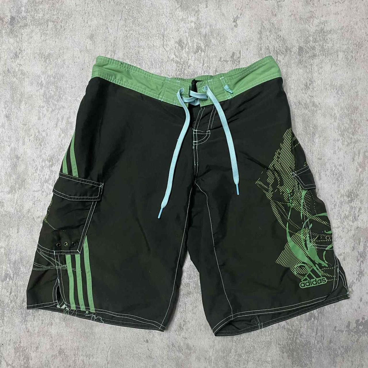 Adidas Adidas green and black swim trunks with drawstring waist Size US 34 / EU 50 - 1 Thumbnail