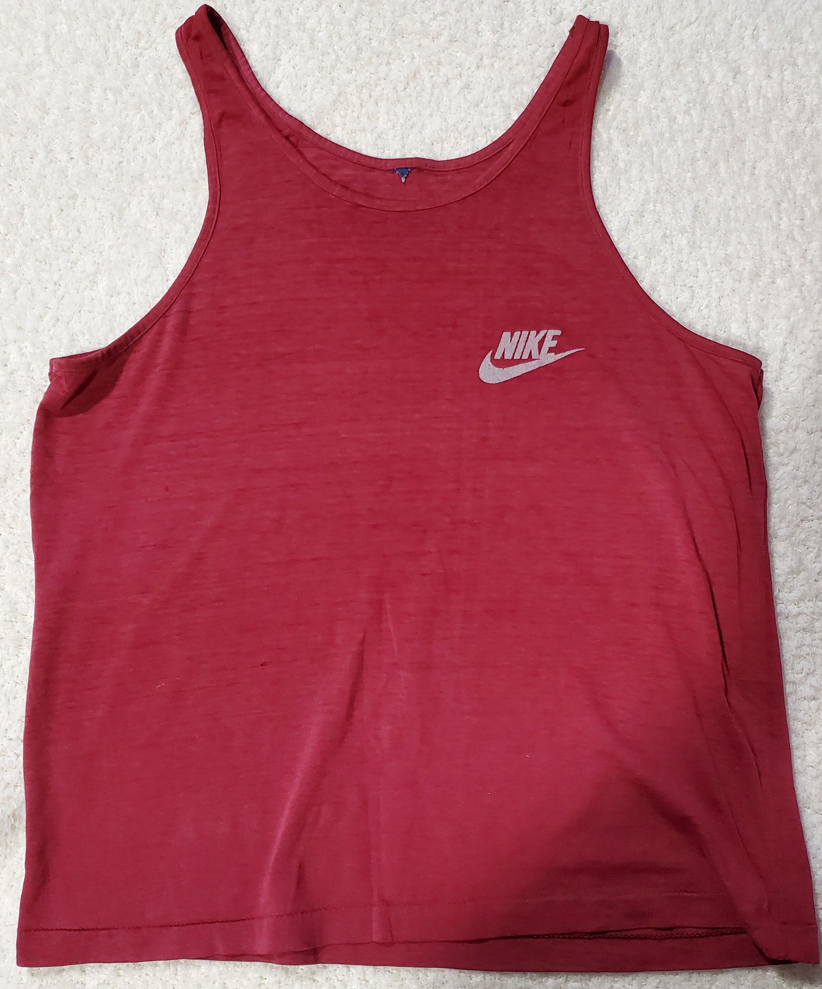 Nike × Vintage Vintage 80s nike tank top muscle maroon blue tag Size US L / EU 52-54 / 3 - 1 Thumbnail